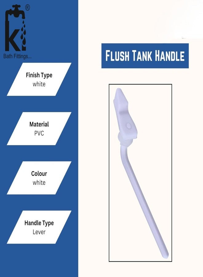KI Plastic Flush Tank Lever Handle (Flat Handle) - White (Pack of 1) - Image 2